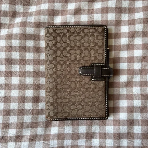 Coach Brown Signature Canvas Address Book Pen Small Agenda Y2K - Picture 2 of 8